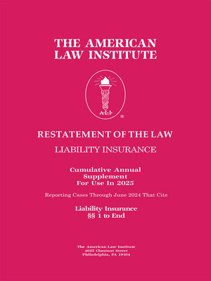 cover image of Restatement of the Law, Liability Insurance
